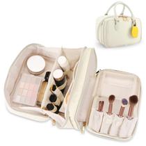 Bolsa de maquiagem de viagem HauteHues Fashion Large Capacity Bege