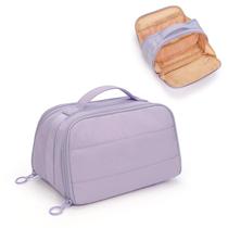 Bolsa de maquiagem de viagem OCHEAL Wide Open Flat Cosmetic Purple Bolsa de maquiagem de viagem OCHEAL Wide Open Flat Cosmetic Purple
