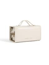 Bolsa de maquiagem de viagem YDR 4 em 1 de couro PU enrolável branco/marrom Bolsa de maquiagem de viagem YDR 4 em 1 de couro PU enrolável branco/marrom