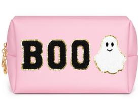 Bolsa de maquiagem Dripykiaa Halloween Chenille Patch Pink Vegan Bolsa de maquiagem Dripykiaa Halloween Chenille Patch Pink Vegan