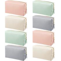 Bolsa de maquiagem Dunzy, 8 peças, bolsa de higiene impermeável em couro PU
