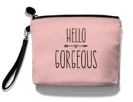 Bolsa de maquiagem e cosméticos Hglian Hello Gorgeous Pink Canvas 23x17cm