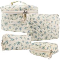 Bolsa de maquiagem e cosméticos VIWIME, algodão acolchoado, viagem, azul, rosa