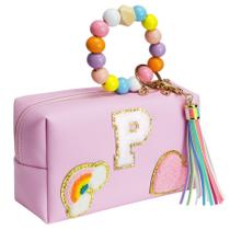 Bolsa de maquiagem Elilier Monogram em couro PU impermeável personalizado Bolsa de maquiagem Elilier Monogram em couro PU impermeável personalizado
