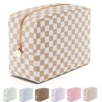 Bolsa de maquiagem Embla Travel Cosmetic Toiletry Nylon Sand Checkered