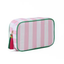 Bolsa de maquiagem EMBRUNIOICE Tassel Bolsa de higiene pessoal de lona branca/rosa Bolsa de maquiagem EMBRUNIOICE Tassel Bolsa de higiene pessoal de lona branca/rosa
