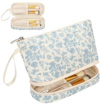 Bolsa de maquiagem Ethereal Small 2 Layers Travel Organizer Blue Bolsa de maquiagem Ethereal Small 2 Layers Travel Organizer Blue