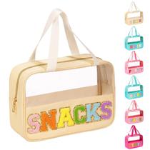 Bolsa de maquiagem eurovicky Chenille Letter Patch Clear Waterproof