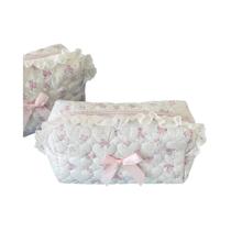 Bolsa De Maquiagem Feminina Com Renda Floral Fofa, Organizador De Viagem, Necessaire Cosmética,