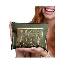 Bolsa De Maquiagem Feminina Fofa Com Hieróglifos Egípcios, Multifuncional, Com Zíper, Armazenamento