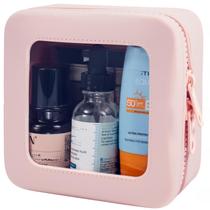 Bolsa de maquiagem FFPaw Small Clear Silicone Impermeável Rosa