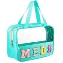 Bolsa de maquiagem Geetery Chenille Letter Nylon Green para mulheres Bolsa de maquiagem Geetery Chenille Letter Nylon Green para mulheres