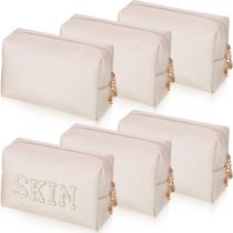 Bolsa de maquiagem Gerrii Preppy Patch em couro PU impermeável 6 unidades Bolsa de maquiagem Gerrii Preppy Patch em couro PU impermeável 6 unidades