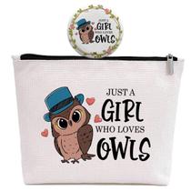 Bolsa de maquiagem GevguxLuo Owls Gifts para amantes de corujas, linho impermeável Bolsa de maquiagem GevguxLuo Owls Gifts para amantes de corujas, linho impermeável