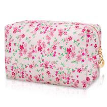 Bolsa de maquiagem Gosect Floral Impermeável de Couro Rosa para Mulheres Bolsa de maquiagem Gosect Floral Impermeável de Couro Rosa para Mulheres
