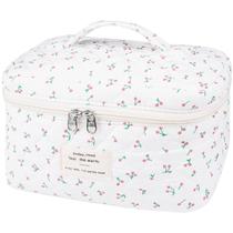 Bolsa de maquiagem Gosect Large Travel Acolchoada Floral Algodão Branco Bolsa de maquiagem Gosect Large Travel Acolchoada Floral Algodão Branco