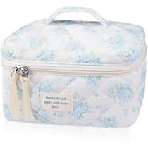 Bolsa de maquiagem Gosect Large Travel acolchoada para mulheres Blue Rose Bolsa de maquiagem Gosect Large Travel acolchoada para mulheres Blue Rose
