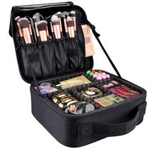 Bolsa de maquiagem gzcz Travel Makeup Train Case preta 26,4 cm