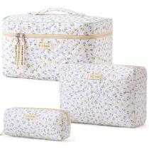 Bolsa de maquiagem HBSelect acolchoada de algodão para viagem, 3 peças para mulheres e meninas