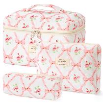 Bolsa de maquiagem HBSelect acolchoada de algodão para viagem, 3 peças para mulheres e meninas Bolsa de maquiagem HBSelect acolchoada de algodão para viagem, 3 peças para mulheres e meninas