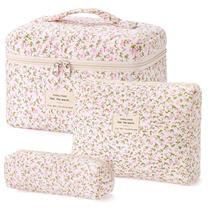 Bolsa de maquiagem HBSelect acolchoada de algodão para viagem, 3 peças para mulheres e meninas