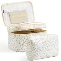 Bolsa de maquiagem HBSelect Travel de algodão acolchoada para mulheres, 2 unidades