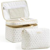 Bolsa de maquiagem HBSelect Travel de algodão acolchoada para mulheres e meninas