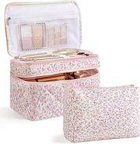 Bolsa de maquiagem HBSelect Travel de algodão acolchoada para mulheres e meninas