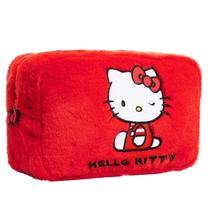 Bolsa de maquiagem Hello Kitty Fluffy Kawaii, bolsa de viagem para mulheres