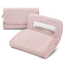 Bolsa de maquiagem Hibilog Cute Nylon com espelho impermeável rosa claro