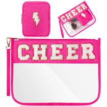 Bolsa de maquiagem Hillban Cheerleader em PVC impermeável, 2 peças rosa Bolsa de maquiagem Hillban Cheerleader em PVC impermeável, 2 peças rosa