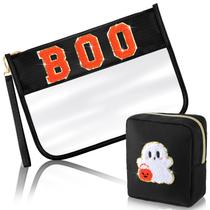 Bolsa de maquiagem Hillban Chenille Letter Boo Patch Halloween, 2 unidades Bolsa de maquiagem Hillban Chenille Letter Boo Patch Halloween, 2 unidades