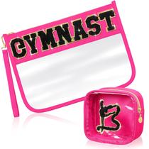 Bolsa de maquiagem Hillban Gymnastics Chenille Letter, 2 peças de nylon Bolsa de maquiagem Hillban Gymnastics Chenille Letter, 2 peças de nylon