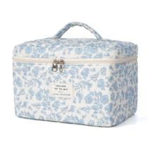 Bolsa de maquiagem Honitty acolchoada Cosmetic Large Floral para mulheres