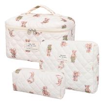 Bolsa de maquiagem Honitty, bolsa de cosméticos acolchoada, conjunto de algodão floral