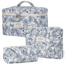 Bolsa de maquiagem Honitty Quilted Cosmetic Bags, conjunto floral de 3