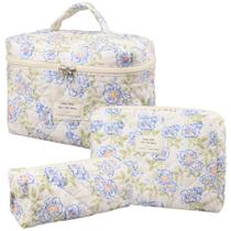 Bolsa de maquiagem Honitty Quilted Cosmetic Bags, conjunto floral de 3