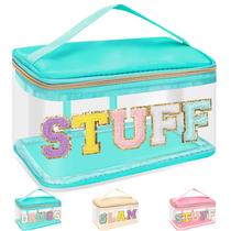 Bolsa de maquiagem izuzta Preppy Patch Chenille Letter Clear STUFF