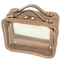 Bolsa de maquiagem JAZD Clear Toalete Bege de grande capacidade Bolsa de maquiagem JAZD Clear Toalete Bege de grande capacidade