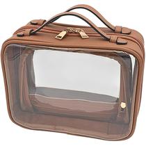 Bolsa de maquiagem JAZD Clear Toalete Organizer Travel Organizer Brown Bolsa de maquiagem JAZD Clear Toalete Organizer Travel Organizer Brown