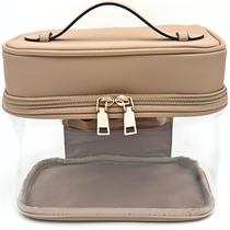 Bolsa de maquiagem JAZD Clear Toiletry Bag Cosmetic Travel BEIGE Bolsa de maquiagem JAZD Clear Toiletry Bag Cosmetic Travel BEIGE