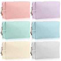 Bolsa de maquiagem Jexine Preppy Leather Zipper resistente à água x6