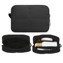 Bolsa de maquiagem JINSI Small Quilted Travel Cosmetic Black Nylon Bolsa de maquiagem JINSI Small Quilted Travel Cosmetic Black Nylon