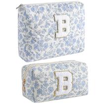 Bolsa de maquiagem JOVAKIT Alphabet, bolsa de cosméticos, 2 peças, azul, floral