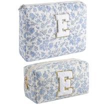 Bolsa de maquiagem JOVAKIT Alphabet Cosmetic Bag 2 peças Blue Floral E