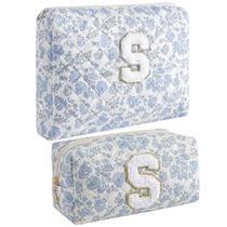 Bolsa de maquiagem JOVAKIT Alphabet Cosmetic Bag 2 peças Blue Floral S