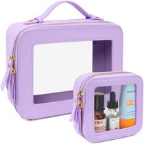 Bolsa de maquiagem LETGO Clear Set 2 Purple, produtos de higiene pessoal aprovados pela TSA