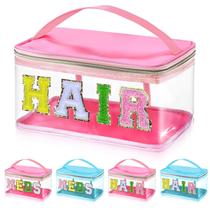 Bolsa de maquiagem libfrnt Chenille Letter Clear Waterproof TPU