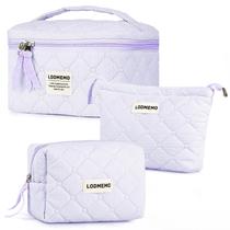 Bolsa de maquiagem Lodmemo, conjunto de 3 peças, bolsa de higiene de algodão, roxa Bolsa de maquiagem Lodmemo, conjunto de 3 peças, bolsa de higiene de algodão, roxa