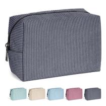 Bolsa de maquiagem MAANGE Small Corduroy Grey para mulheres Bolsa de maquiagem MAANGE Small Corduroy Grey para mulheres